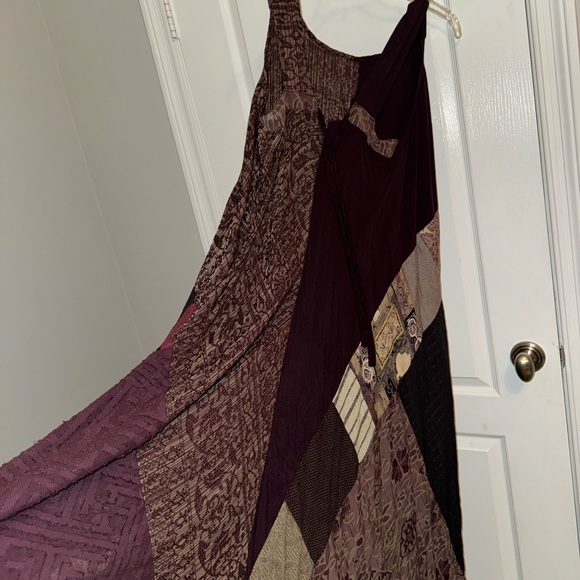 Bohemian Donna Jessica Merlot Patchwork Maxi Tank Dress Size 2 - Picture 12 of 14